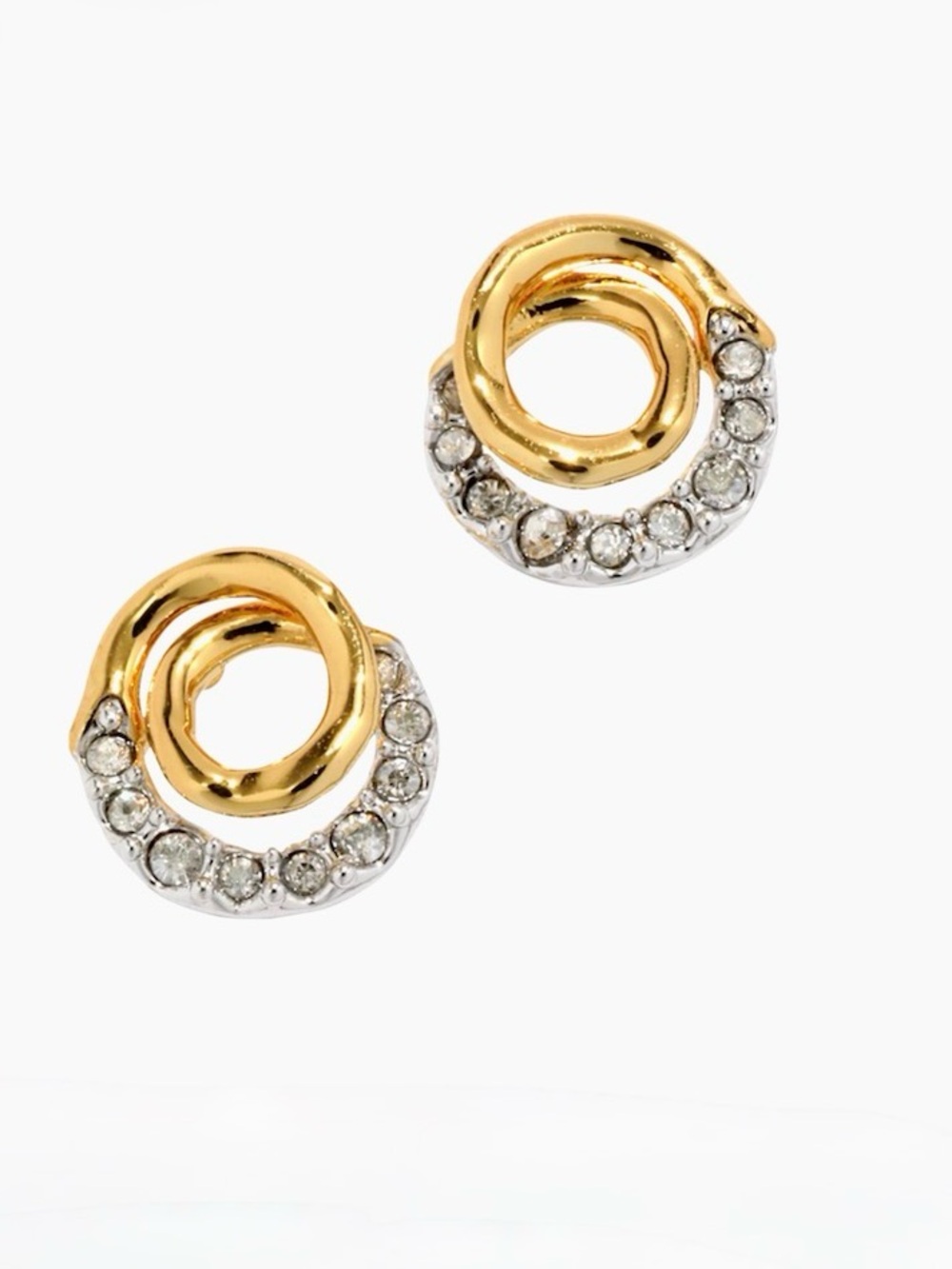 NEW Alexis Bittar Solanales Gold Crystal Spiral Stud Earrings Gold Clear JL19